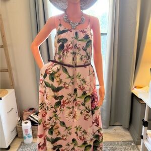 Sam Edelman Pink Green Halter Sundress Maxi